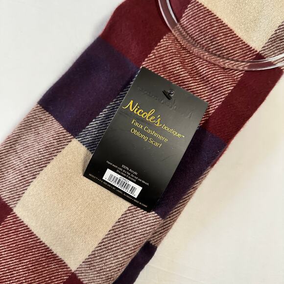 NWT Neutral Checkered Scarf - Picture 4 of 5